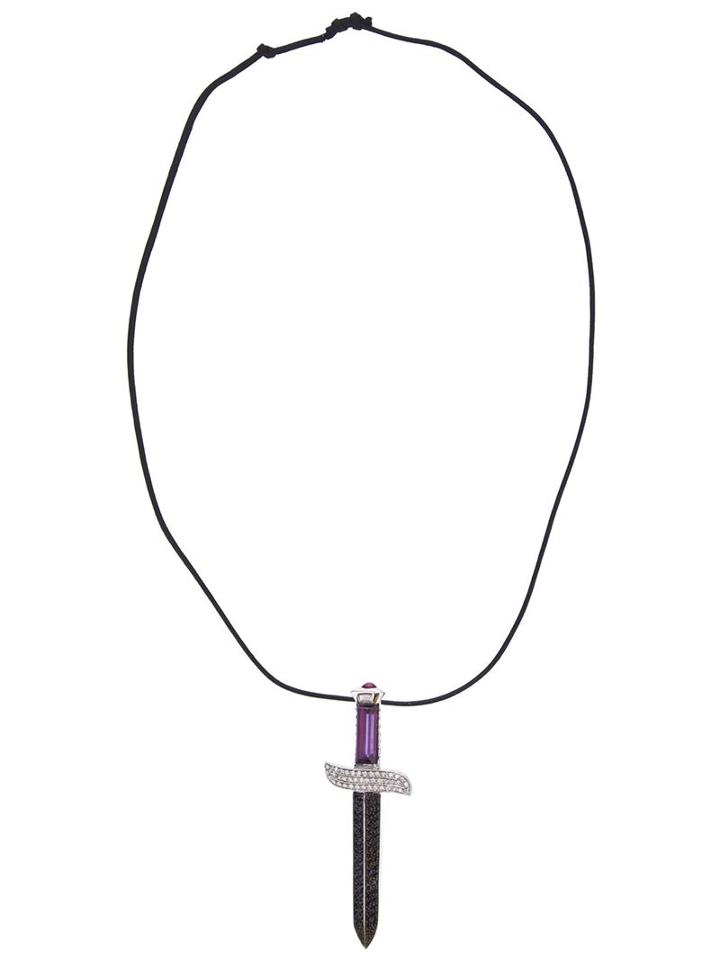 Gavello Diamond Dagger Pendant Necklace, Women's, Black, Gold