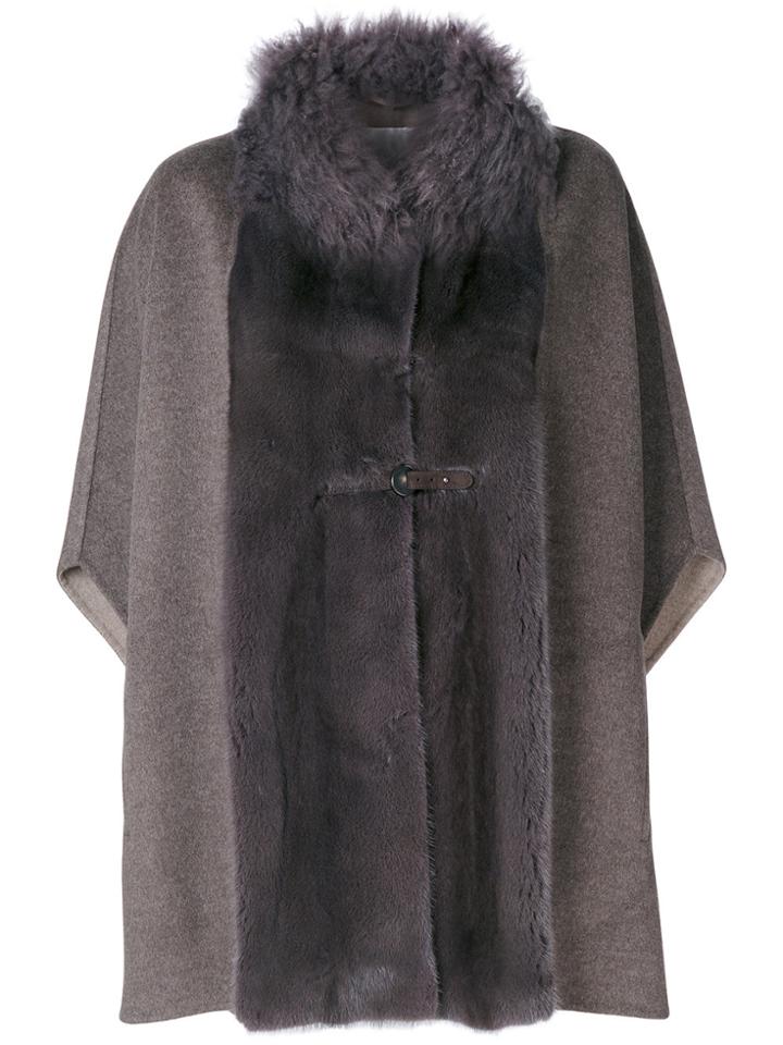 Manzoni 24 Panelled Cape Coat - Brown