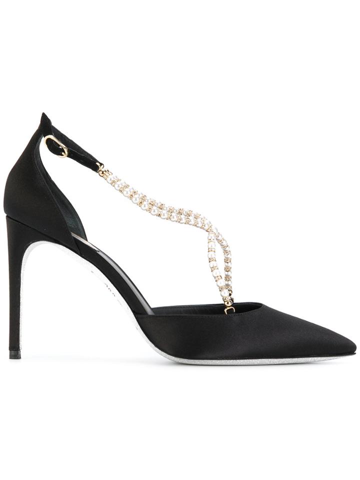 René Caovilla Pearl Detail Sandals - Black