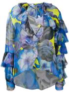 Msgm Floral Ruffled Blouse - Blue