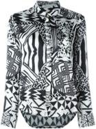 Pierre Balmain Abstract Print Shirt, Women's, Size: 38, Black, Silk