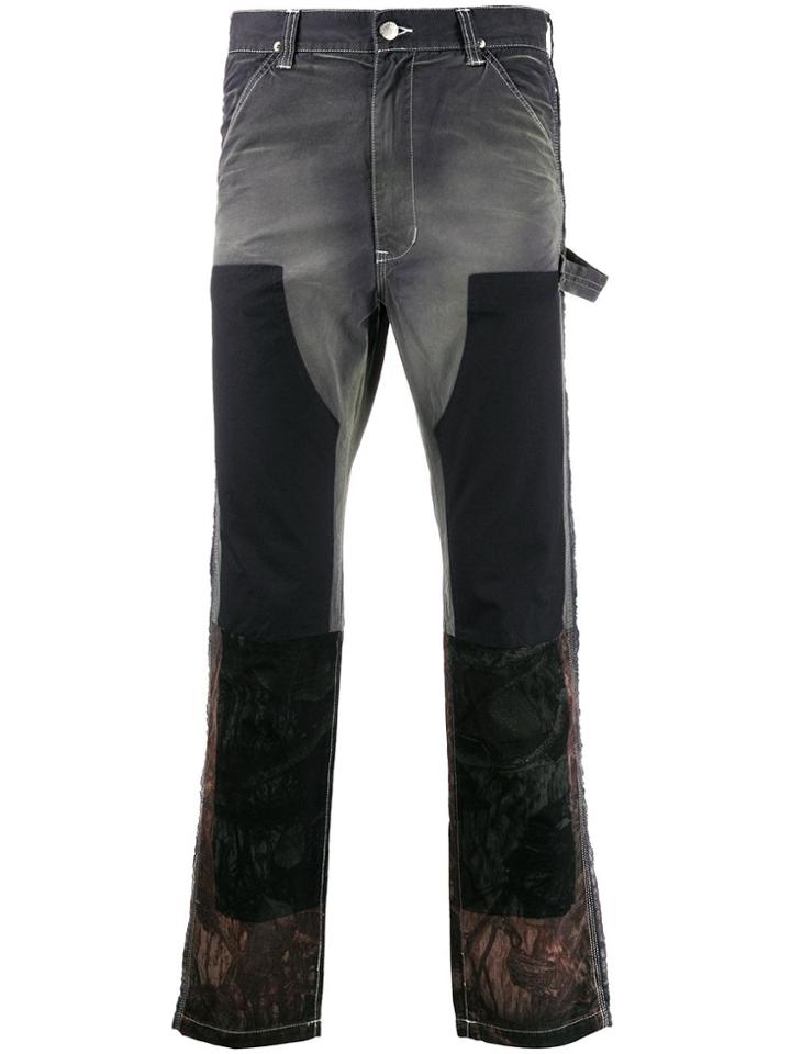 Facetasm Patchwork Straight-leg Jeans - Black