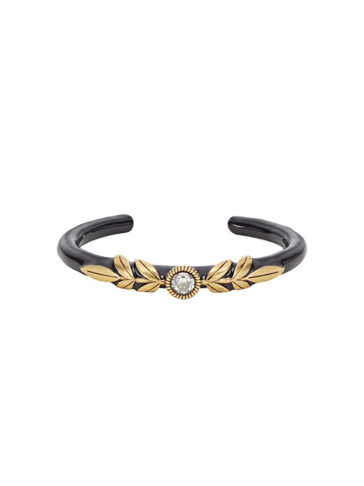 Fendi Crystal-embellished Enamelled Bracelet - Black