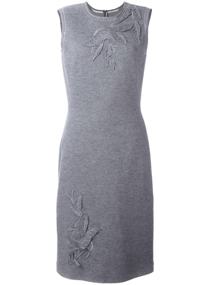 Ermanno Scervino Patched 'leaves' Knit Dress, Women's, Size: 44, Grey, Silk/cashmere/wool/polyester