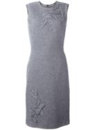Ermanno Scervino Patched 'leaves' Knit Dress, Women's, Size: 44, Grey, Silk/cashmere/wool/polyester