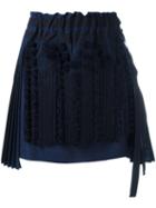 No21 - Tassel Detail Pleated Skirt - Women - Cotton/polyester/viscose - 42, Women's, Blue, Cotton/polyester/viscose