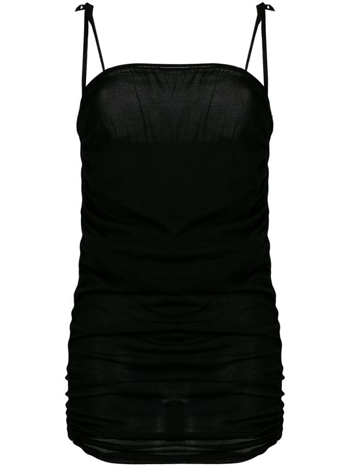 Gucci Vintage Ruched Spaghetti Strap Tank Top - Black