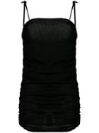 Gucci Vintage Ruched Spaghetti Strap Tank Top - Black