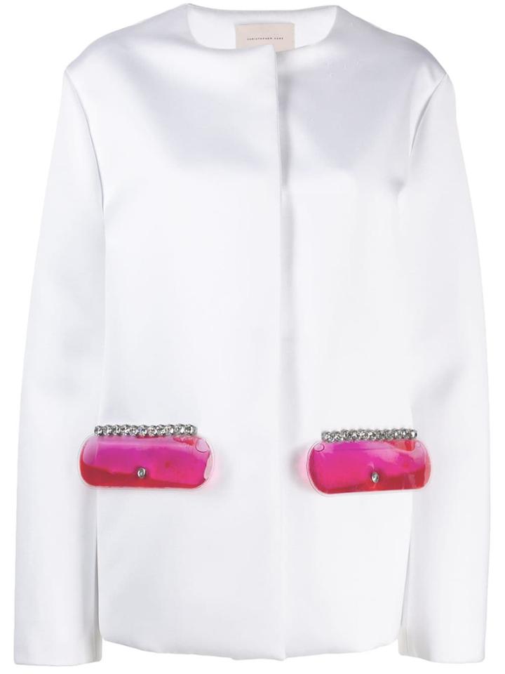 Christopher Kane Gel Crystal Satin Jacket - White
