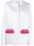 Christopher Kane Gel Crystal Satin Jacket - White