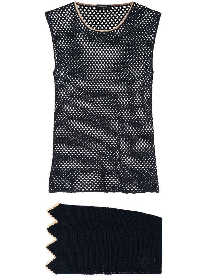 Chanel Pre-owned Knit Set Up Sleeveless Top And Skirt - Blue