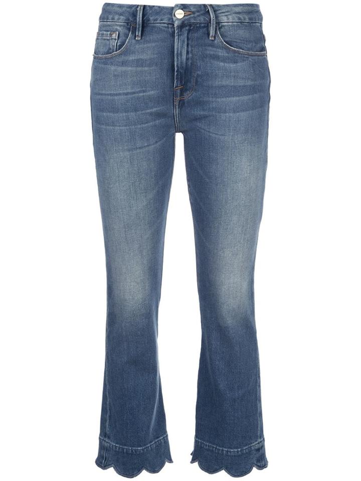 Frame Scallop Hem Cropped Jeans - Blue
