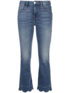 Frame Scallop Hem Cropped Jeans - Blue