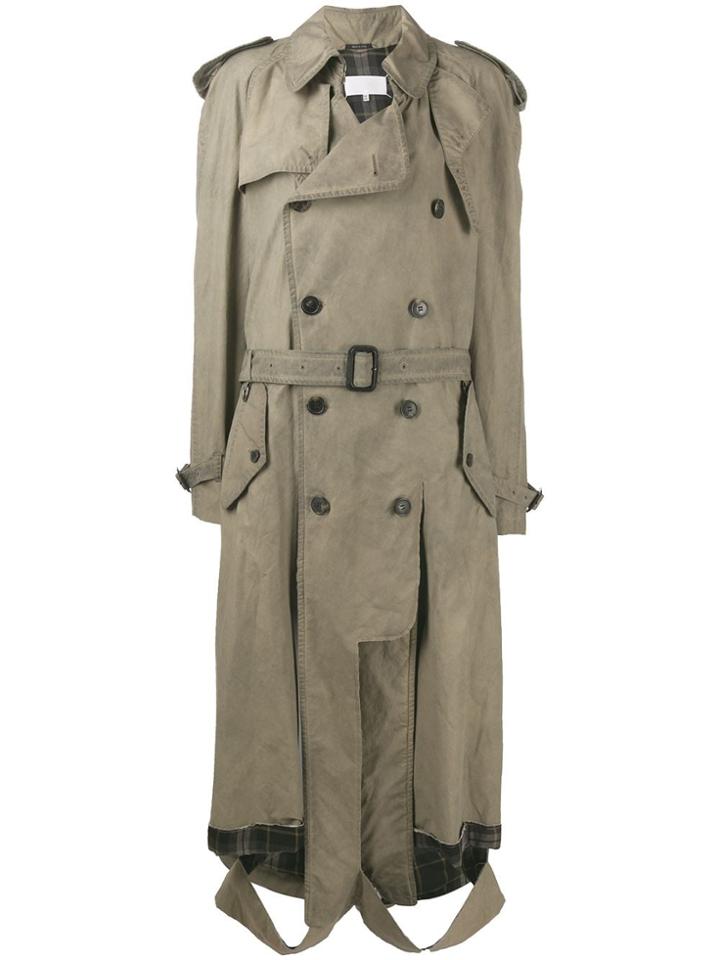 Maison Margiela Ripped Hem Trench Coat - Neutrals