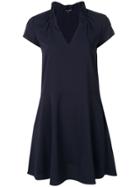 Emporio Armani Flared V-neck Dress - Blue