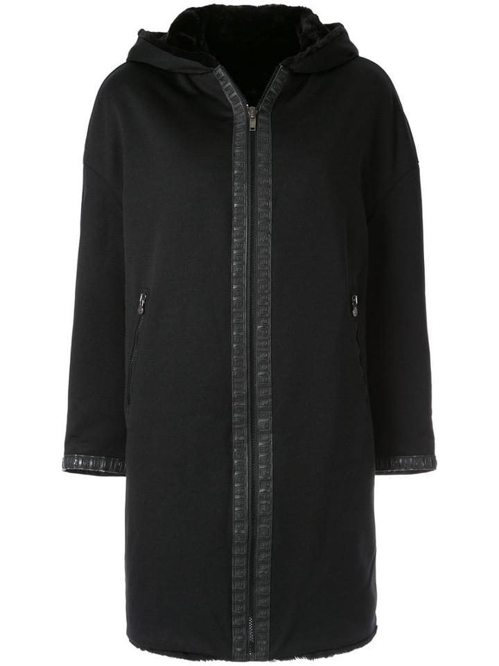 Fendi Pre-owned Hooded Zip-up Coat - Black