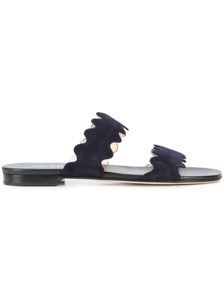Prada Scalloped Strap Sandals - Blue