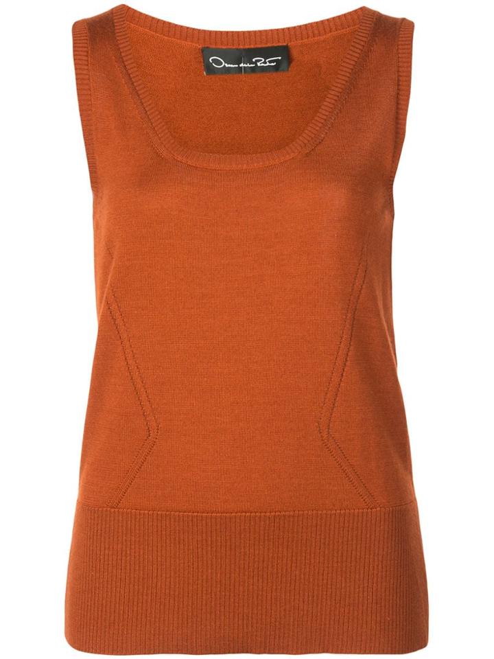 Oscar De La Renta Scoop Neck Knit Top - Orange