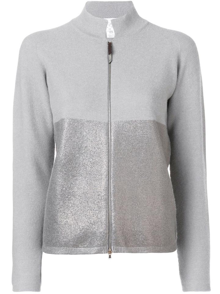Fabiana Filippi Metallic Panel Zip Cardigan - Grey