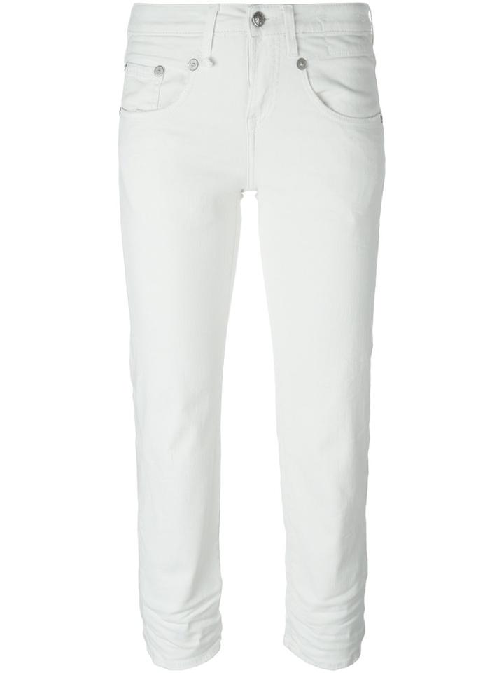 R13 Stretch Skinny Fit Cropped Jeans - White