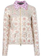 Rochas Floral Jacquard Jacket, Women's, Size: 46, Nude/neutrals, Silk/cotton/polyamide/polyester