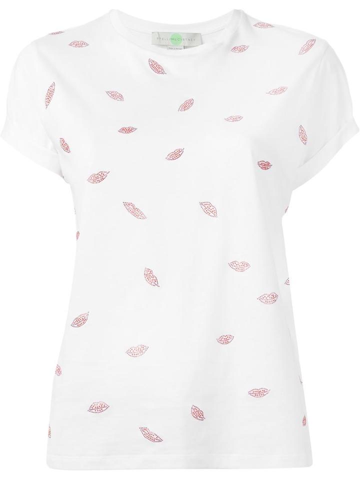 Stella Mccartney Lip Detail T-shirt, Women's, Size: 40, White, Resin/aluminium/cotton