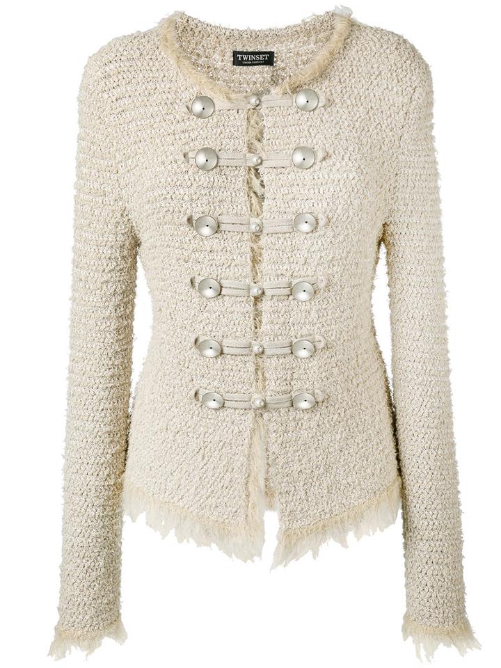 Twin-set - Boucle Military Jacket - Women - Cotton/polyamide/polyester/viscose - Xs, Nude/neutrals, Cotton/polyamide/polyester/viscose