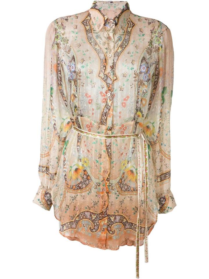 Etro Floral Print Blouse, Women's, Size: 42, Nude/neutrals, Silk