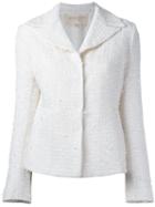 Giambattista Valli Buttoned Tweed Jacket, Women's, Size: 42, White, Cotton/polyester/viscose/viscose