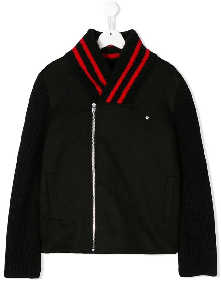 Baby Dior Teen Striped Collar Zip Cardigan - Black