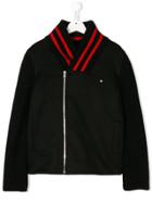 Baby Dior Teen Striped Collar Zip Cardigan - Black