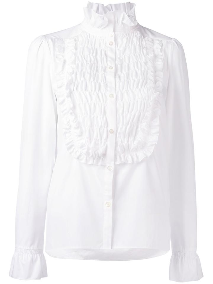 See By Chloé - Pie Crust Collar Smocked Blouse - Women - Cotton - 36, White, Cotton
