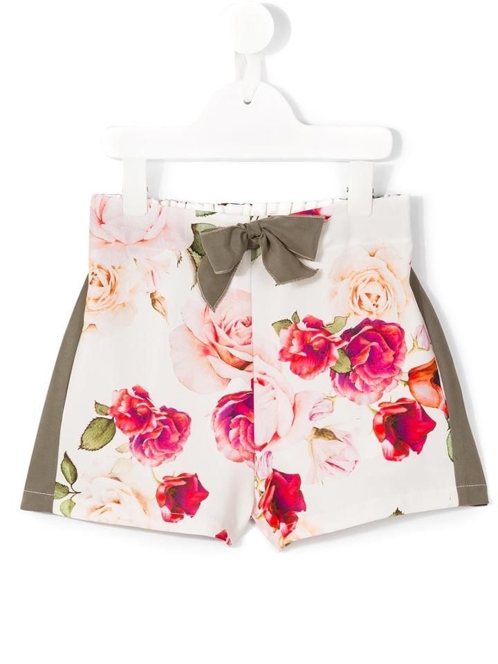 Monnalisa Jakioo Floral Print Shorts, Girl's, Size: 10 Yrs, White