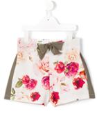 Monnalisa Jakioo Floral Print Shorts, Girl's, Size: 10 Yrs, White