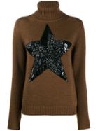 P.a.r.o.s.h. Roll Neck Star Patch Sweater - Brown
