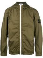 Stone Island Hooded Zip Jacket, Men's, Size: Xl, Green, Polyamide-8/polyurethane Resin