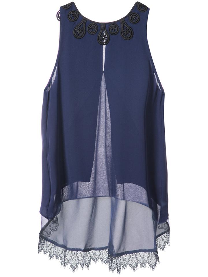 Jonathan Simkhai Embroidered Neckline Blouse - Blue