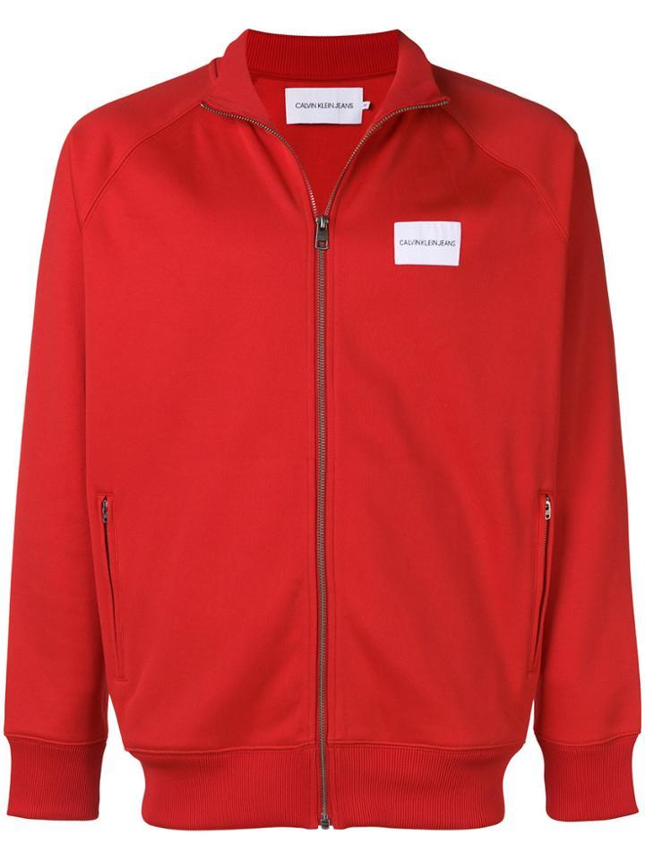 Ck Jeans Logo Patch Track Jacket - Red
