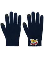 Kenzo Logo Embroidered Gloves - Blue