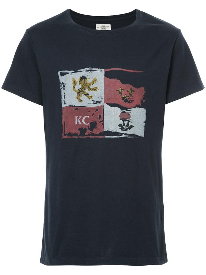 Kent & Curwen Distressed Flag Print T-shirt - Blue