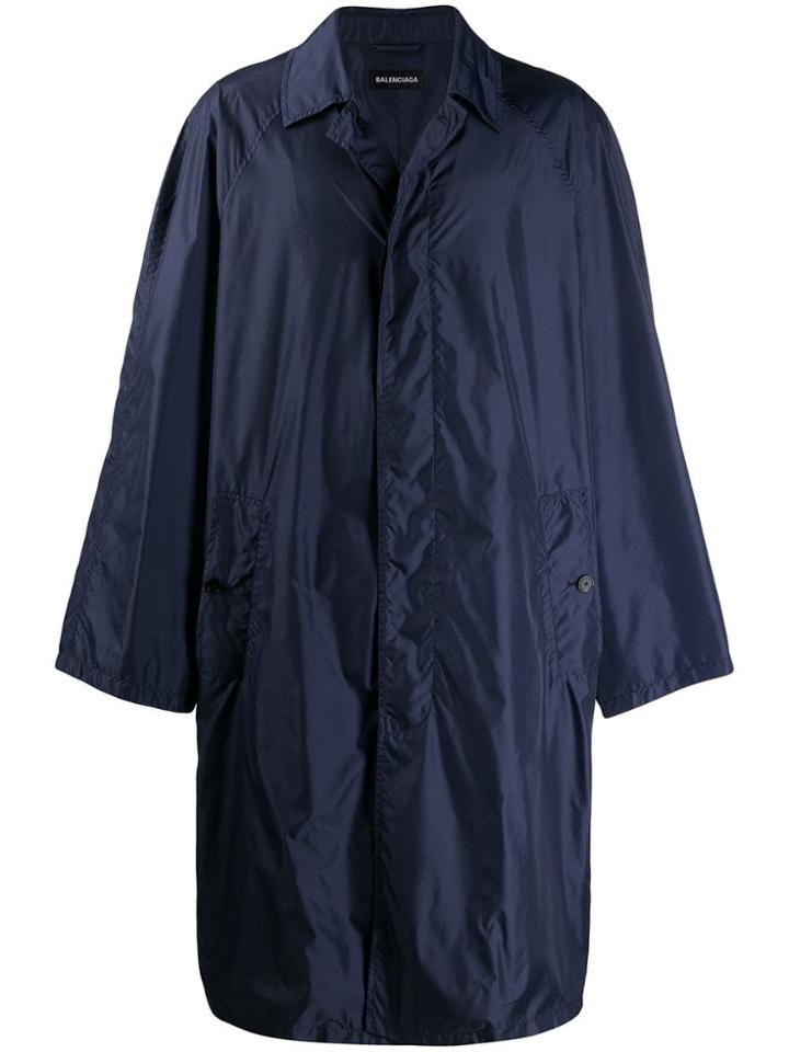 Balenciaga Oversized Fit Car Coat - Blue