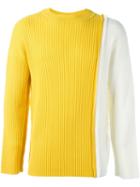 Liam Hodges Two-tone Knit Jumper, Men's, Size: Large, Yellow/orange, Wool