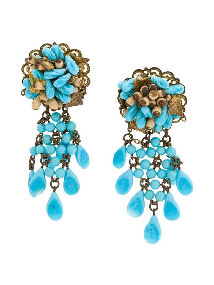 Rewind Vintage Affairs 1950's Beaded Earrings - Metallic