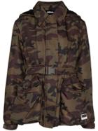 Miu Miu Belted Camouflage-print Jacket - Multicolour