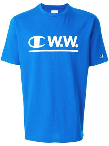 Champion X Wood Wood Logo Print T-shirt - Blue