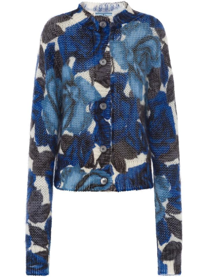 Prada Floral Cardigan - Blue
