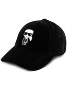 Karl Lagerfeld Ikonik Velvet Cap - Black