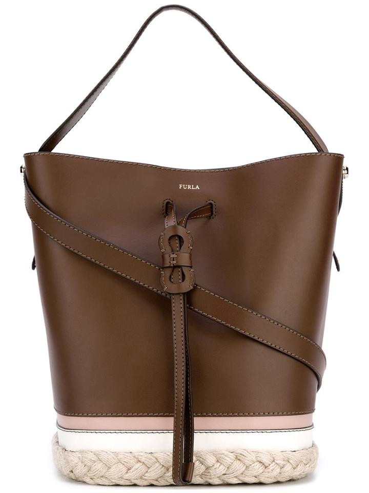 Furla - Woven Detail Shoulder Bag - Women - Calf Leather - One Size, Women's, Brown, Calf Leather