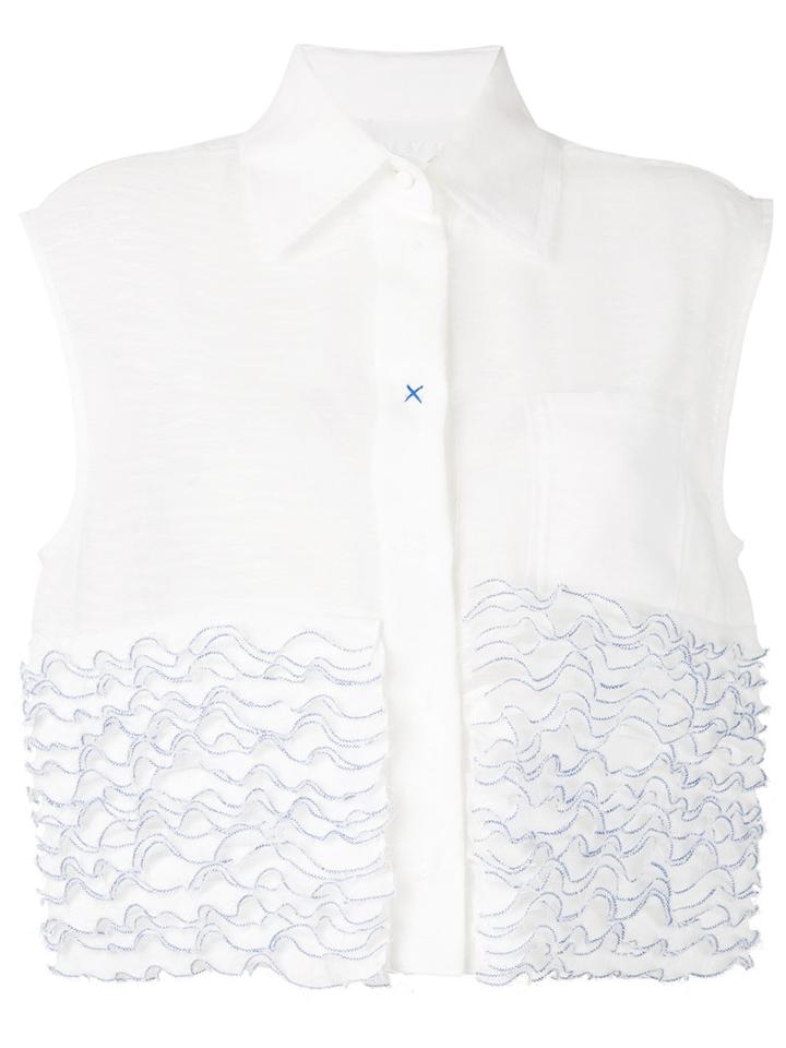 Steven Tai - Ruffle Stuck Sleeveless Shirt - Women - Polyester - S, White, Polyester