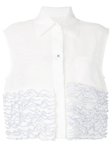 Steven Tai - Ruffle Stuck Sleeveless Shirt - Women - Polyester - S, White, Polyester